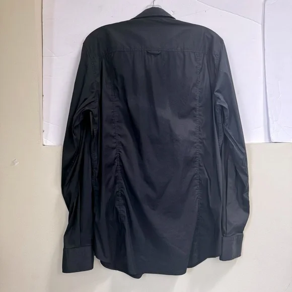 D & G Dolce & Gabbana Logo Cotton Trim Button Top Shirt Long Sleeve Black 54 - Picture 3 of 16